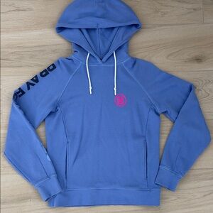 G-Fore Blue Hoodie with Pink Logo and Navy Sleeve Text Size Small